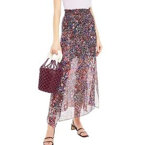 MAJE floral printed silk skirt